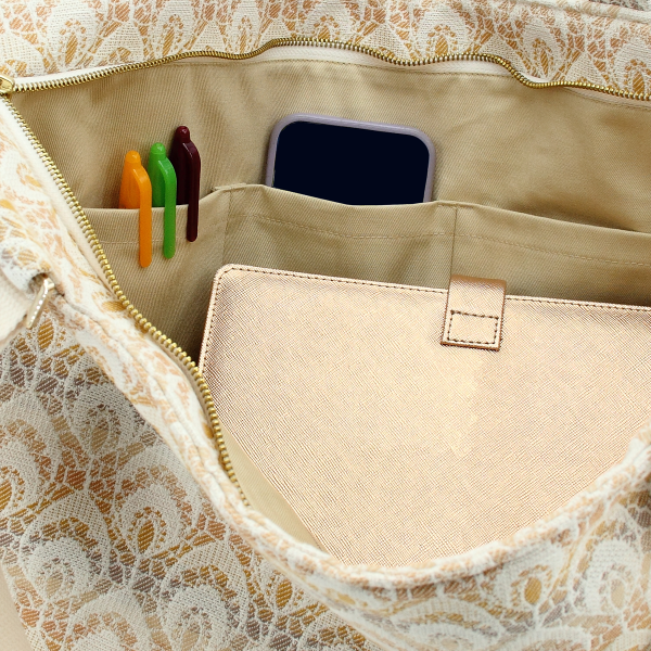 tote bag beige dentelle