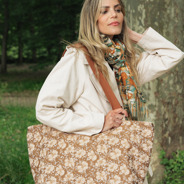 TOTE BAG - BEIGE FLOWER MEADOW