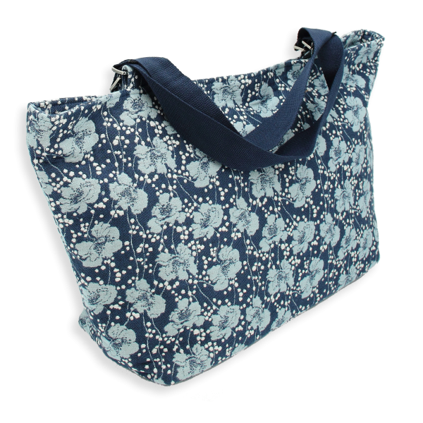 Blue flower meadow cotton tote bag