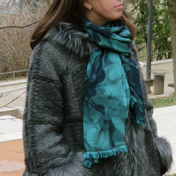 Turquoise-cotton-silk-women’s-stole-Emotion