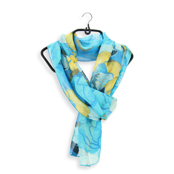 Turquoise-printed-silk-peony-flower-women’s-scarf