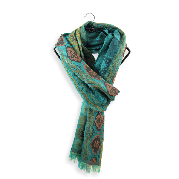 Green-women’s-wool-cotton-silk-scarf-Chanson