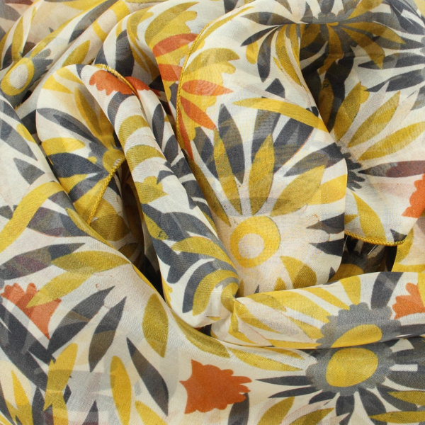 Women's-silk-printed-sunflower-yellow-gold-scarf