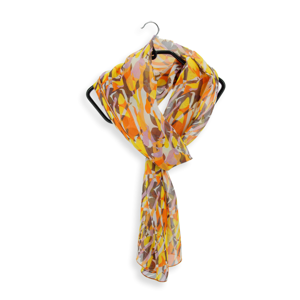 Yellow-women's-silk-airy scarf-printed-flower-wild