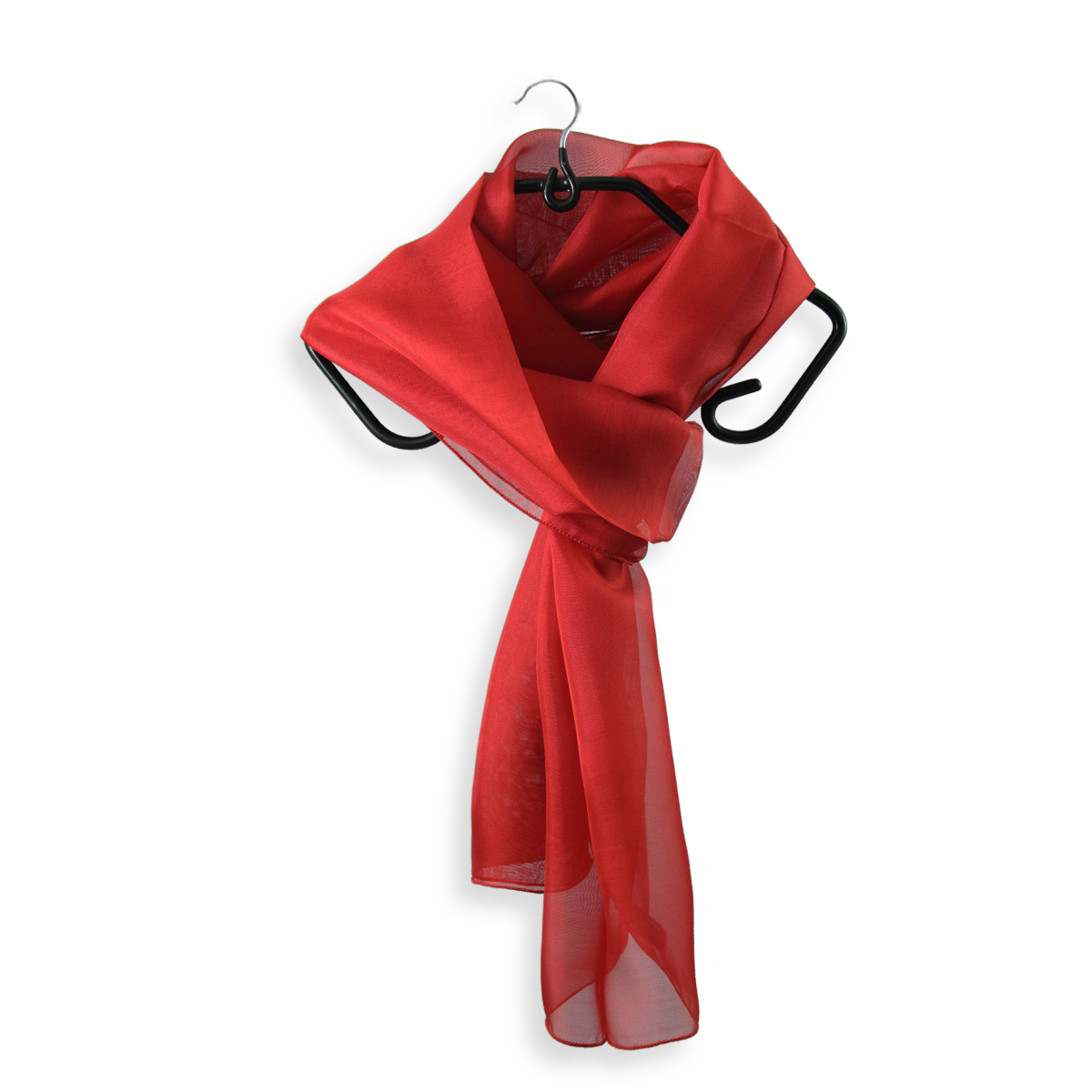 Women's chiffon airy scarf plain silk chiffon classic red color | 100% ...